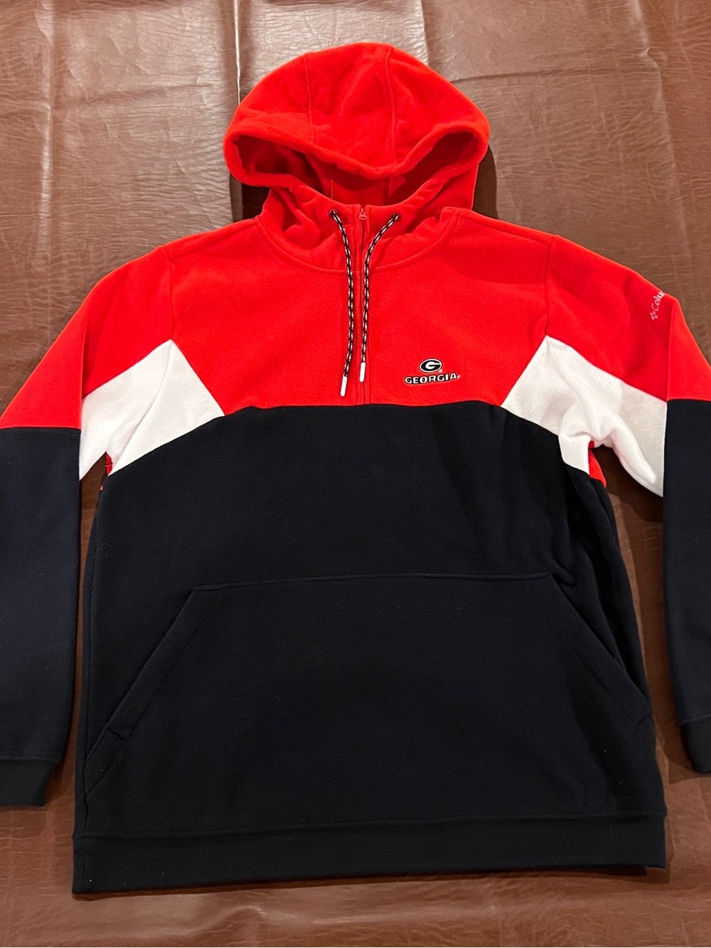 Columbia University of Georgia Bulldogs 1/4-Zip Hooded Pullover Fleece - Large